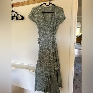 Abercrombie & Fitch jade green print midi summer tea dress size XS